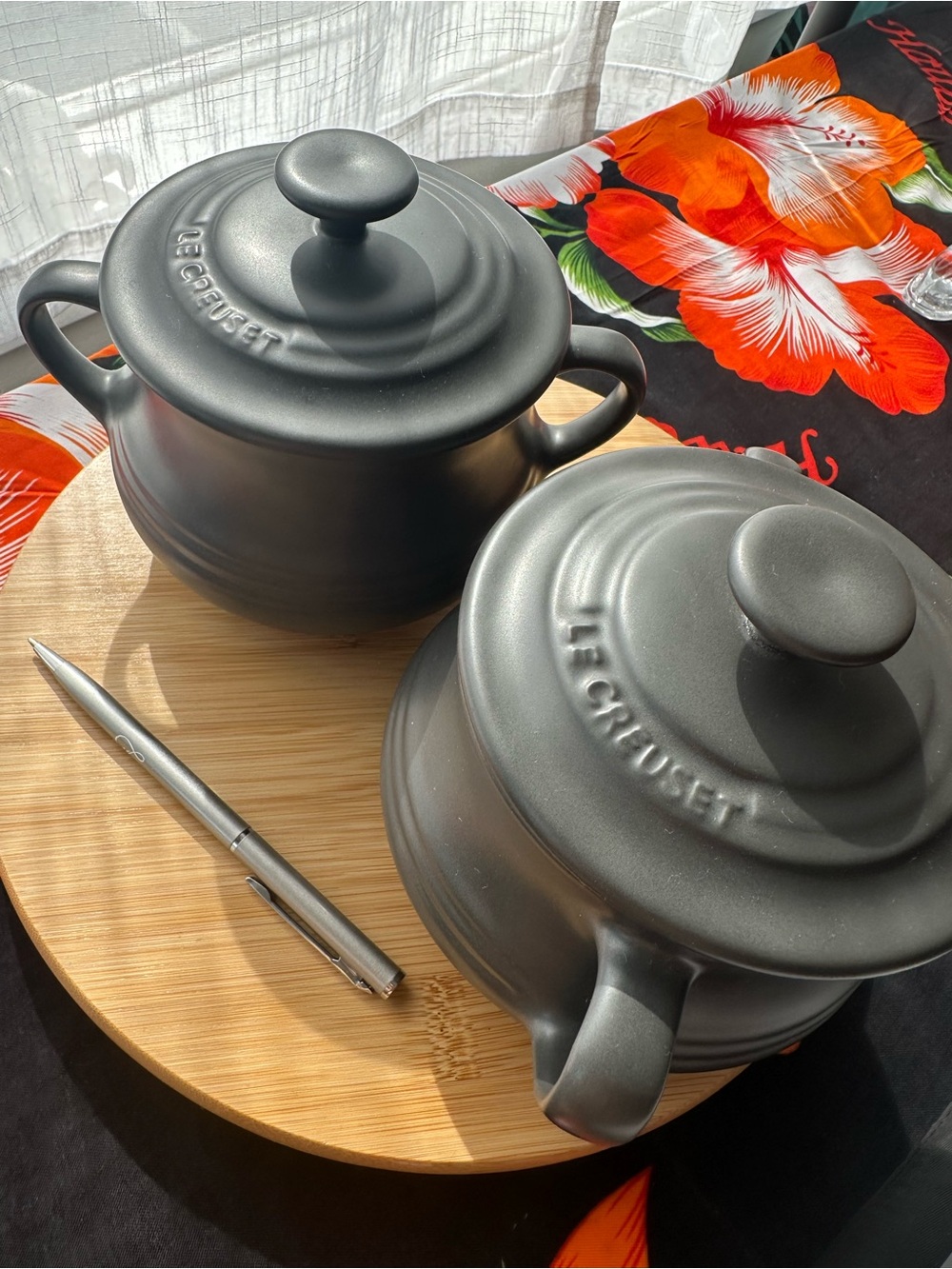 Le Creuset Matte Oyster Stoneware 500ml Bean Pots - Pair